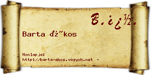 Barta Ákos névjegykártya