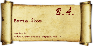 Barta Ákos névjegykártya